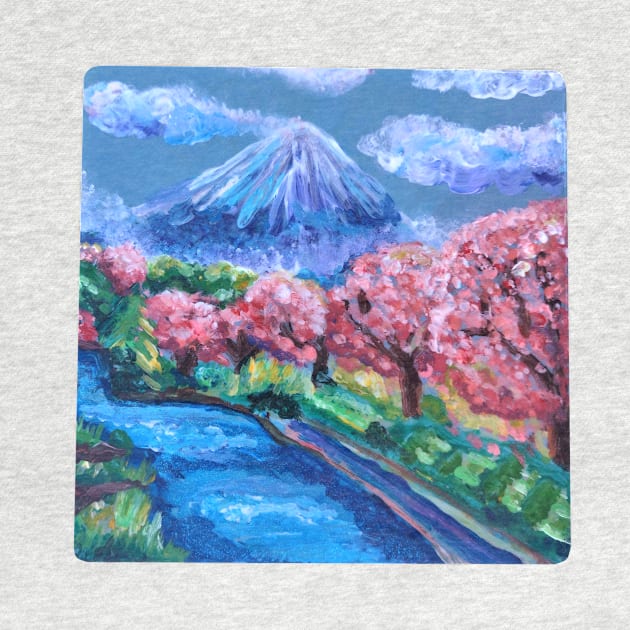 Japanese Cherry Blossom Mountain by Art by Deborah Camp